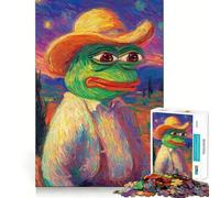 Pepe The Frog Van Gogh Style Jigsaw Puzzle 1000 Piece for Adults Smart Reason Toy Home Pastime Smooth Edge Art Collectible (38x26cm)