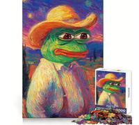 Pepe The Frog Van Gogh Style Jigsaw Puzzle 1000 Piece for Adults Smart Reason Toy Home Pastime Smooth Edge Art Collectible (38x26cm)