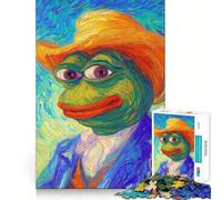 Pepe The Frog Van Gogh Style Jigsaw Puzzles 1000 Pieces for Adults Brain Skill Stress Release Exact Edge Wall Art Decor (38x52cm)