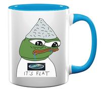 Pepe tin foil hat Flat Earth Conspiracy Theory Meme Ceramic Tea Coffee Mug Light Blue