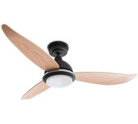 Pepeo Bayu Energy Saving Ceiling Fan with Dimmable LED Lighting, Black, 122 cm, Quiet and powerful DC Motor, Suitable for Bedroom and Living Room, Modern Black Wood Design, 5 Speeds, Remote Control