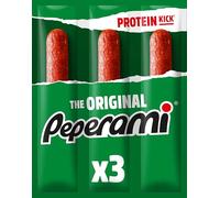 Peperami - Original Flavour - Smoked Pork Salami Sausage, 100% Pork Protein Kick - Box of 48 x 20 Grams (16 x Triple Packs)