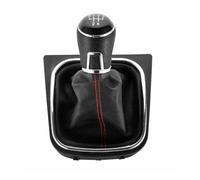 PEPKWELYCB Universal Leather Gear Shift Lever for VW for Golf 5 6 for Jetta V VI for Scirocco 5/6 Speed Gear Shift Knob Lever Boot Gaitor Black Leather Set(5 Speed)