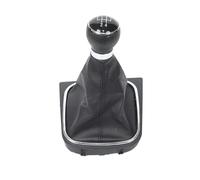 PEPKWELYCB Universal Leather Gear Shift Lever for VW for Golf 5 V 6 VI MK5 MK6 for Jetta 2005-2014 Car-Stying 5/6 Speed Stick Gear Shift Knob with Leather Boot Collar Case(5 Speed Black Line)