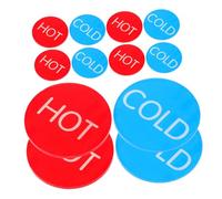 PEPLAYTAL 10 Pairs Acrylic Hot Cold Water Stickers Adhesive Faucet Signs for Bathroom Kitchen Temperature Indicators Visible from Distance