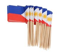 PEPLAYTAL 100pcs Philippines National Flag Fruit Picks Party Toothpicks for Appetizers Cake Tasting Dessert Cupcake Toppers Food Decoration Sticks