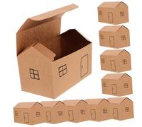 PEPLAYTAL 10PCS House Shaped Favor Boxes Small Candy Treat Boxes Kraft Paper Wrapping for Party Wedding Birthday Festival Decoration