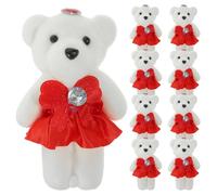 PEPLAYTAL 10Pcs Plush Stuffed Bear Dolls Wedding Car Decorations Soft Mini Bear Ornaments for Bouquet Bedroom Sofa Indoor Use Valentine Day
