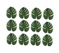 PEPLAYTAL 12Pcs Large Artificial Monstera Leaves Table Placemats Reusable Tropical Palm Leaf Decor for Hawaiian Luau Party Birthday Wedding Table Runner