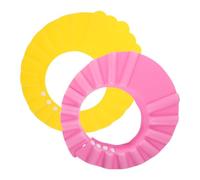 PEPLAYTAL 2 Pcs Adjustable Bath Head Shield Shower Caps for Soft Hair Washing Visor in Yellow and Pink Ear Protection and Easy Drain Design for Boys and Bathing