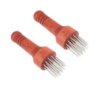 PEPLAYTAL 2 Pcs Meat Tenderizer Needle Tool with Premium Wood Handle Stainless Steel Needles for Beef Pork Chicken Flattening and Tenderizing Kitchen Cooking Helper for Home and Restaurants
