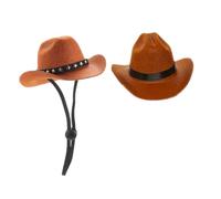 PEPLAYTAL 2pcs Adjustable Cowboy Hats for Pets Decorative Dog and Cat Hats with Black Ribbon and Band Lightweight Photo Prop Accessories for Parties and Daily Wear