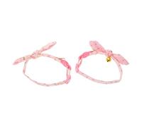 PEPLAYTAL 2pcs Adjustable Kitten Collar with Bell Fabric Pet Necklace for Cats and Dogs Elegant Heart Cherry Design for Photo Shoots Anniversaries and Christmas Celebrations