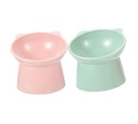 PEPLAYTAL 2pcs Elevated Raised Cat Bowl Tilted Knock over Compact Pet Food Feeder for Daily Use Kitten Bowl