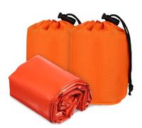 PEPLAYTAL 2pcs Emergency Survival Sleeping Bags Lightweight Windproof Cold with Bright Orange Storage Sack for Camping Outdoor Hiking