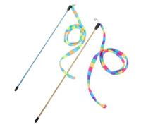 PEPLAYTAL 2Pcs Interactive Cat Wand for Indoor Cats Colorful Teasing String Sticks for Play and Bonding Safe Design Keeps Paws Away From Claws Fun Pet for Strengthening Trust Random Color