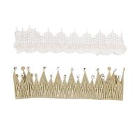 PEPLAYTAL 2pcs Lace Crown Headbands Elastic Hairbands for Boy Girl Adorable Photo Props for Parties and Cosplay Angel White Vintage Gold