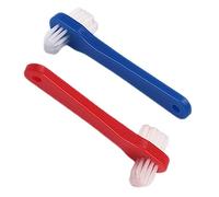 PEPLAYTAL 2pcs Portable Double Sided Denture Toothbrush Ergonomic Oral Cleaner for Cleaning Dual Head Design for Comprehensive Denture Care