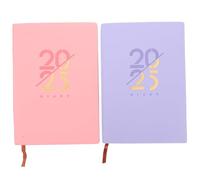 PEPLAYTAL 2pcs Portable Planner Notebook Daily Academic Organizer for Students and Office Use with Monthly Weekly Agendas and Goal Setting Pink Purple