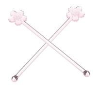 PEPLAYTAL 2Pcs Reusable Pink Glass Stirring Sticks for Coffee and Cocktails Elegant Heart Shaped Drink Mixers for Iced Tea Juice Wine Suitable for Home Bar Party and Office Use