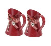 PEPLAYTAL 2pcs Rustic Metal Flower Bucket Planter Iron Jug for Flowers Versatile Garden Pot Home Decor Wedding Centerpieces Vintage Country Style