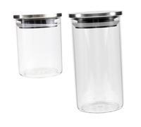 PEPLAYTAL 2Pcs Transparent Glass Storage Jars with Stainless Steel Lids Airtight Sealed Canisters for Kitchen Pantry Multipurpose Containers for Grains Tea Dried Fruit Storage