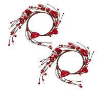 PEPLAYTAL 2pcs Valentine Candle Rings with Heart-shaped Berries Flexible Wreath-style Tealight Holders for Romantic Table Decor for Valentine S Day and Mother S Day Ambiance