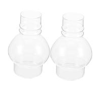 PEPLAYTAL 2pcs Vintage Glass Lamp Chimney Height Round Lantern Lamp Shade Retro Clear Replacement with Secure Fit for Camping and Home Decor