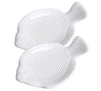 PEPLAYTAL 2pcs Wear Resistant Garlic Grinder Plate for Kitchen Use Manual Palm Sized Ceramic Food Mincer Easy to Clean and Store for Ginger Garlic Vegetables Fish Shaped