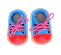 PEPLAYTAL 2pcs Wooden Lacing Shoe for Early Learning Hand-eye Coordination Fine Motor Skills Practice Educational Montessori Sneaker Threading Activity