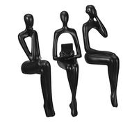 PEPLAYTAL 3pcs Abstract Sitting Thinker Statue Resin Modern Figurines for Living Bookshelf Office Desk Decorative Ornaments with Elegant Artistic Design
