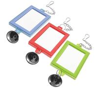 PEPLAYTAL 3pcs Bird Mirror with Bell for Parrots Cockatiels Parakeets Durable Double Sided Mirror Pendants for Bird Cage Accessories Interactive Fun for Your
