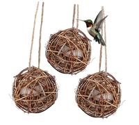 PEPLAYTAL 3pcs Hanging Hummingbird Nest with Bird Nesting Material for Outdoor Indoor Garden Courtyard Safe Secure Birdhouse Feeder Suitable for Hummingbirds Finches Sparrows