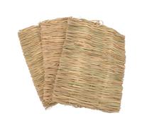 PEPLAYTAL 3pcs Rabbit Grass Chewing Mat Natural Woven Bed for Bunny and Small Pets Soft Straw Mat for Guinea Pig Chinchilla and Hamster