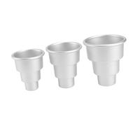 PEPLAYTAL 3pcs Round Cake Molds Silver Cupcake Pudding Baking Pan for Home and Shop Small Medium Large