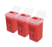 PEPLAYTAL 3pcs Sharps Container for Needles with Flip Open Lid Multi Purpose Sharps Bin for Safe Disposal with Warning Labels Compact Storage Box for Salon and Travel Use