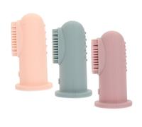 PEPLAYTAL 3pcs Silicone Finger Toothbrush Soft Bristles Dual Sided Tongue Cleaner Teeth Brush for Oral Care Safe Chewable Toothbrush for Boys