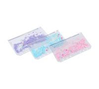 PEPLAYTAL 3pcs Transparent PVC Binder Storage Zipper Bags with Clear Window Extra Thick Business Card and Ticket Pouches for Organizing Loose-Leaf Binders in Pink Blue and Purple