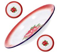 PEPLAYTAL 3pcs Vintage Enamel Snack Plates Floral Pattern Retro Round Food Serving Dishes Enamelware for Home Family Gatherings Thanksgiving Spring Festival