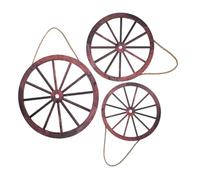 PEPLAYTAL 3pcs Vintage Wooden Wagon Wheel Wall Art Rustic Home Decor for Living Bedroom Party Easy to Hang Rustic Wall Ornaments with Charming Retro Design