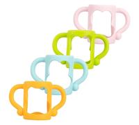 PEPLAYTAL 4 pcs Silicone Bottle Handles Grip Comfortable Non-Slip Protective Feeding Bottle Grips Design for Easy Holding