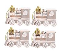 PEPLAYTAL 4pcs Christmas Tree Decor Small Cartoon Train Pendants in Gold Festive Xmas Decorative Ornaments for Holiday Party and Gift Bright Color Miniature Hanging Decorations