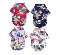 PEPLAYTAL 4pcs Pet Summer Shirt Breathable Lightweight Polyester Dog Blouse with Button Closure for Dogs Puppy Casual Hawaiian Beach Clothes