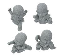 PEPLAYTAL 4pcs Sandstone Buddha Statues Small Zen Monk Figurines Praying Sculptures for Home Feng Shui Decor Positive Energy Ornament Gift for Spiritual Inspiration