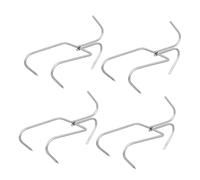 PEPLAYTAL 4pcs Stainless Steel Double Row Bacon Hanger Hooks High Temperature Resistant Meat Smoker Hooks for Kitchen Grilled Fish and Roast Meat with Sharp End for Easy Insertion