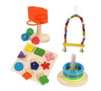 PEPLAYTAL 4Sets Colorful Bird Training Set Parrot Puzzle Swing for Interactive Play Durable Bite Resistant Safe Materials Essential for Mental Physical Health