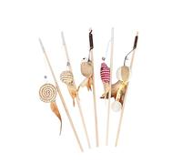 PEPLAYTAL 5pcs Interactive Cat Teaser Wand with Bell Mouse Design Fun Training for Indoor Cats and Kittens Strengthen Bond Keep Pets Active