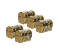 PEPLAYTAL 5pcs Mini Vintage Pirate Treasure Chest Miniature Dollhouse Decor Party Supplies Smooth Surface Decorative Accessory for Tiny Houses and Pretend Play