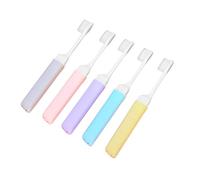 PEPLAYTAL 5Pcs Portable Folding Toothbrush Soft Bristles Ergonomic Travel Toothbrushes for Gentle Gum Care Compact and Convenient Household Teeth Cleaning Tools in Assorted Random Color
