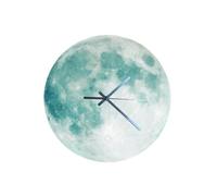 PEPLAYTAL Acrylic Wall Clock Creative Noctilucent Earth Moon Design Home Living Bedroom Decor Silent Non-ticking Modern Green
